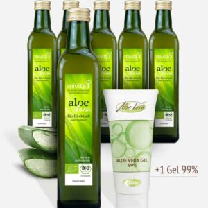 6er Bio Aloe Vera Saft + 1 x Aloe Vera Gel 99%
