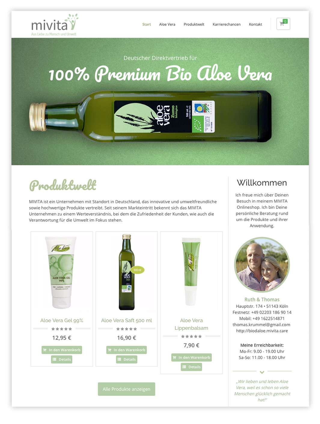 Onlineshop Aloe Vera Partnerprogramm